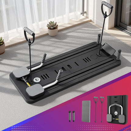 Everfit Pilates Board Foldable Reformer Multi Functional Exercise Trainer Black 8