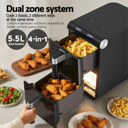 Devanti Air Fryer Oven 11L Dual Zone Fryers 5