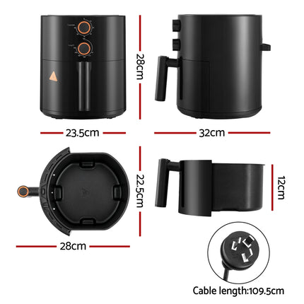 Devanti 4L Air Fryer Knob Control 1500W 2