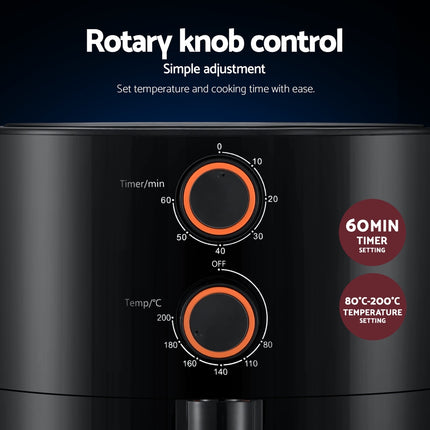 Devanti 4L Air Fryer Knob Control 1500W 4