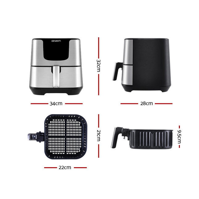 Devanti Air Fryer 7L LCD Fryers Stainless Steel 2