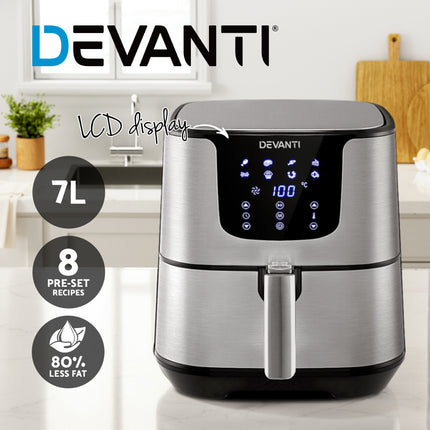 Devanti Air Fryer 7L LCD Fryers Stainless Steel 3