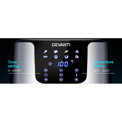 Devanti Air Fryer 7L LCD Fryers Stainless Steel 5