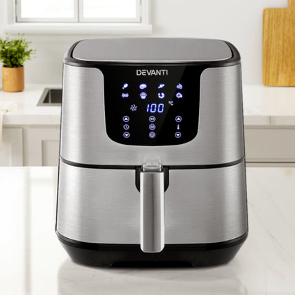 Devanti Air Fryer 7L LCD Fryers Stainless Steel 7