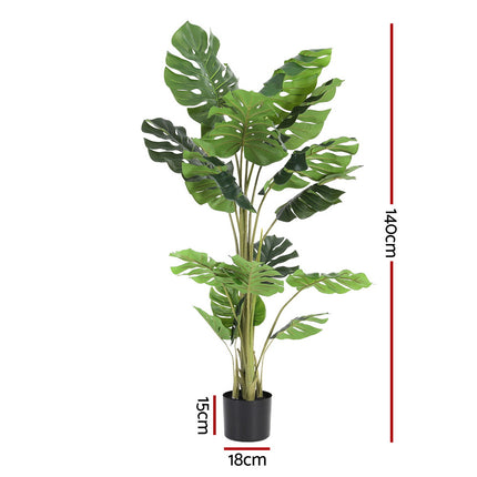 Artiss 140cm Artificial Monstera Tree Faux Trees Indoor Decor Artificial Plants Lifelike Plant 1.4M 3