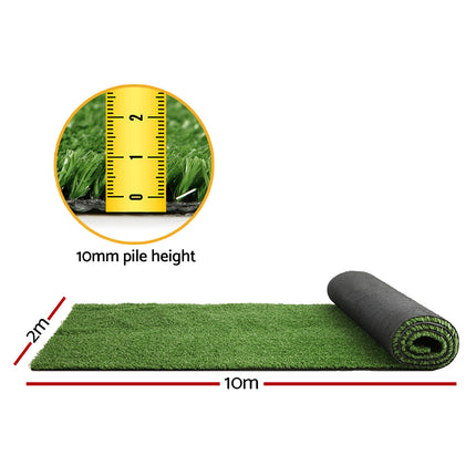 Prime Turf Artificial Grass 2mx10m 10mm Synthetic Fake Lawn Turf Plant Plastic Olive 2