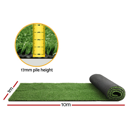 Prime Turf Artificial Grass Synthetic 20 SQM Fake Lawn 17mm 1X10M 2