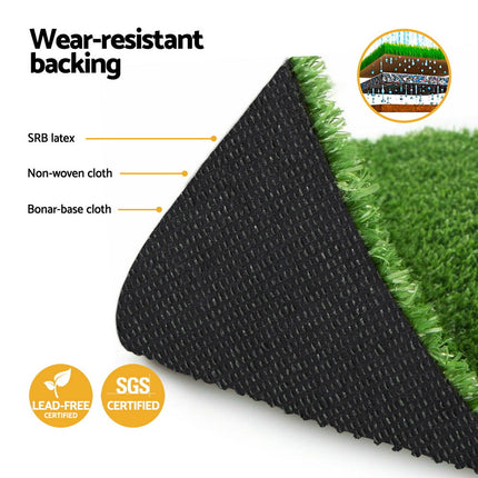 Prime Turf Artificial Grass Turf Rug Fake Grass 2 Rolls 15mm Height 50cm x 2m Indoor Outdoor Synthetic Grass Mat Carpet with Drainage Holes Plastic Plant 4