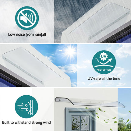 Instahut Window Door Awning 0.4mx1m Transparent 7