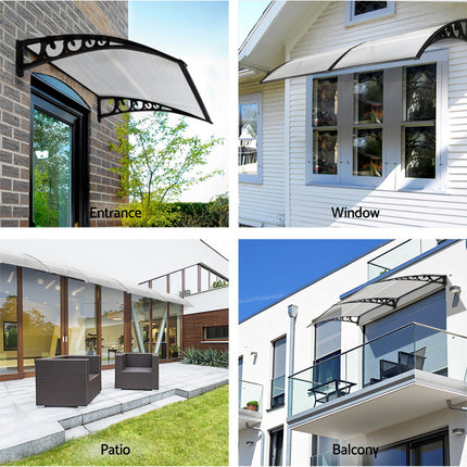 Instahut Window Door Awning 0.8mx1m Transparent 4