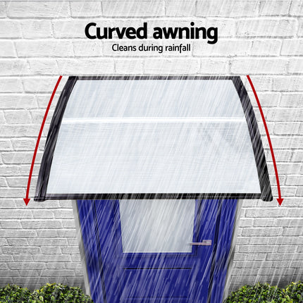 Instahut Window Door Awning 0.8mx1m Transparent 6