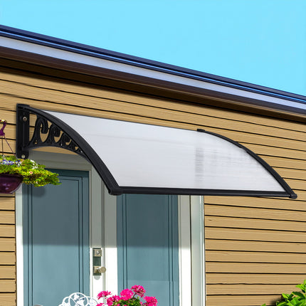 Instahut Window Door Awning 0.8mx1m Transparent 7
