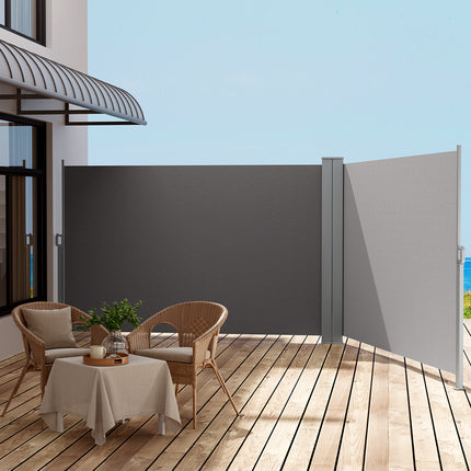 Instahut Side Awning Sun Shade Outdoor Retractable Privacy Screen 1.8X6M Grey 7