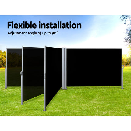 Instahut Side Awning Outdoor Blinds Sun Shade Retractable Screen 2X6M BK 5
