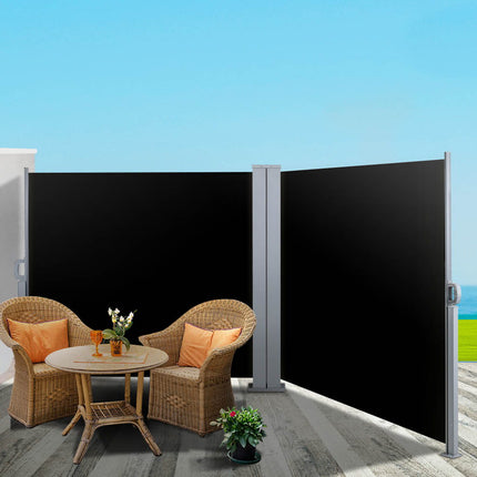 Instahut Side Awning Outdoor Blinds Sun Shade Retractable Screen 2X6M BK 8