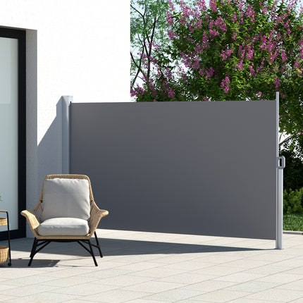 Instahut Side Awning Sun Shade Outdoor Retractable Privacy Screen 1.8X3M Grey 7