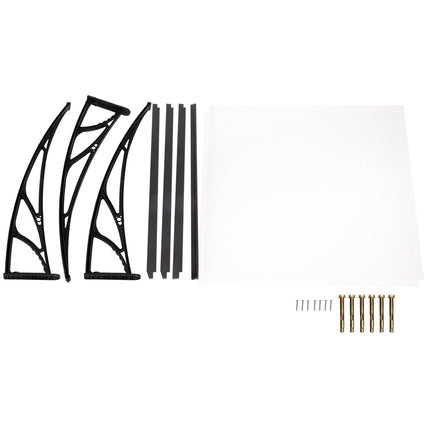 Instahut Window Door Awning Canopy 1mx2m Transparent Sheet Black Plastic Frame 6
