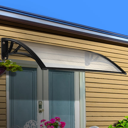 Instahut Window Door Awning Canopy 1mx2m Transparent Sheet Black Plastic Frame 7