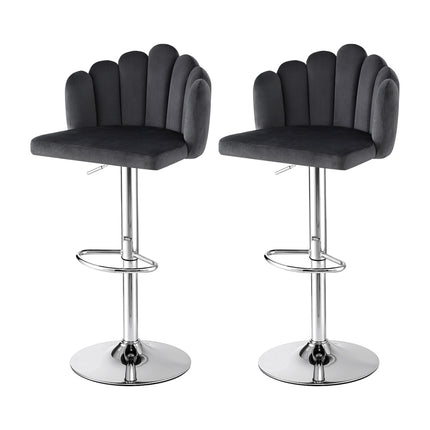 Artiss Bar Stool X2 Kitchen Dining Counter Gaslift Chair Adjustable Velvet Grey