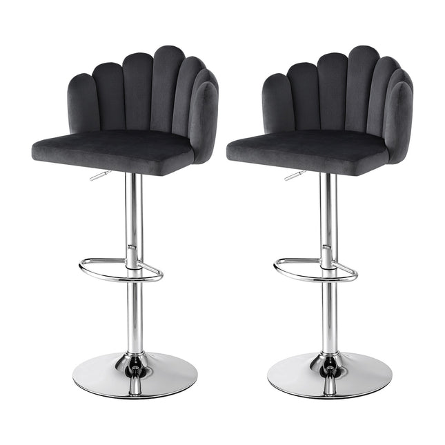Artiss Bar Stool X2 Kitchen Dining Counter Gaslift Chair Adjustable Velvet Grey