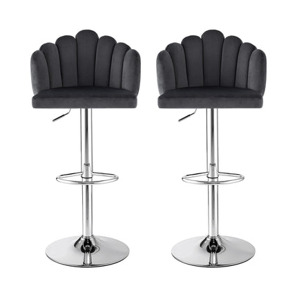 Artiss Bar Stool X2 Kitchen Dining Counter Gaslift Chair Adjustable Velvet Grey