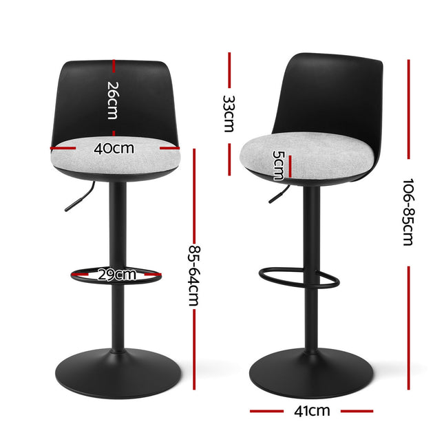 Artiss 2x Bar Stools Kitchen Swivel Gas Lift Counter Dining Chair Curved Black 2