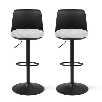 Artiss 2x Bar Stools Kitchen Swivel Gas Lift Counter Dining Chair Curved Black 3