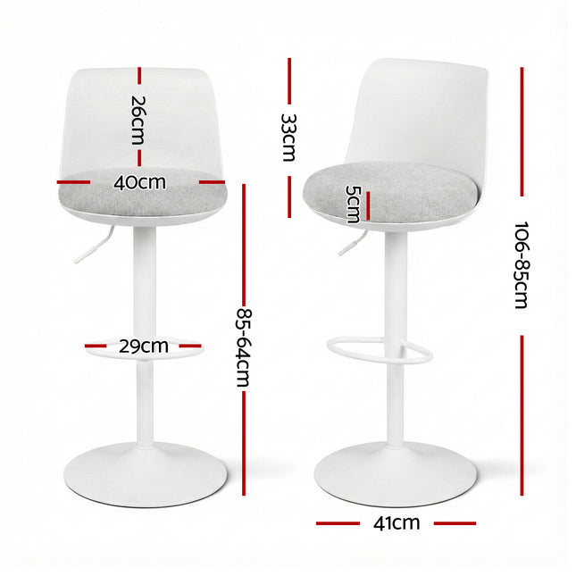 Artiss 2x Bar Stools Kitchen Swivel Gas Lift Counter Dining Chair Curved White 2