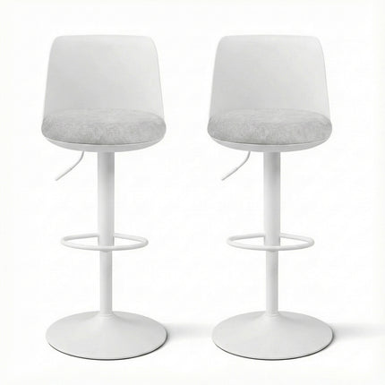 Artiss 2x Bar Stools Kitchen Swivel Gas Lift Counter Dining Chair Curved White 3