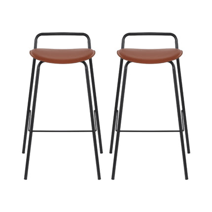 2x Artiss Bar Stools Kitchen Counter Stools Metal Brown 5
