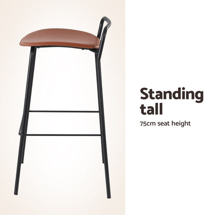2x Artiss Bar Stools Kitchen Counter Stools Metal Brown 6