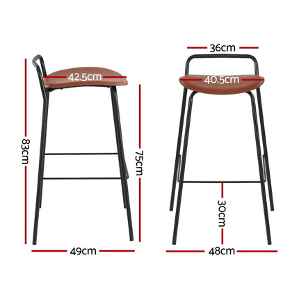 4x Artiss Bar Stools Kitchen Counter Dining Chair Metal Brown 3