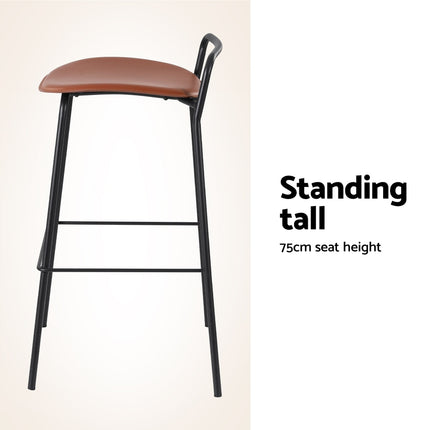 4x Artiss Bar Stools Kitchen Counter Dining Chair Metal Brown 6