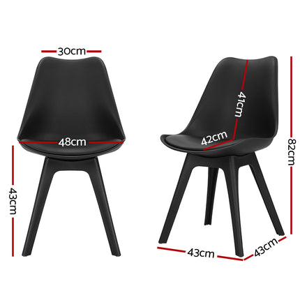 Artiss Dining Chairs Set of 4 Leather Plastic DSW Replica Black 2
