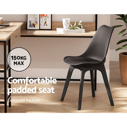 Artiss Dining Chairs Set of 4 Leather Plastic DSW Replica Black 4