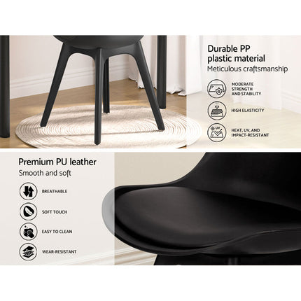 Artiss Dining Chairs Set of 4 Leather Plastic DSW Replica Black 5