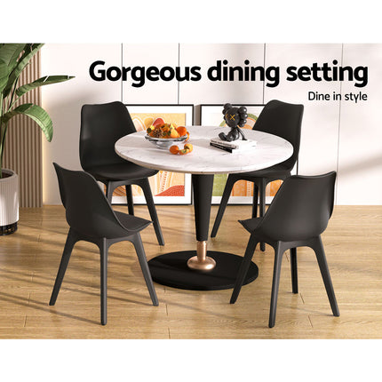 Artiss Dining Chairs Set of 4 Leather Plastic DSW Replica Black 6