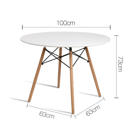 Artiss Dining Table Round White 4 Seater 100CM 2