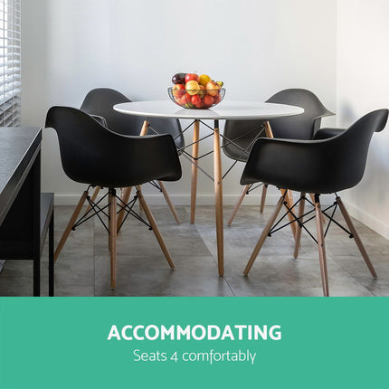 Artiss Dining Table Round White 4 Seater 100CM 4
