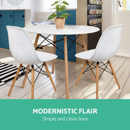 Artiss Dining Table Round White 4 Seater 100CM 6