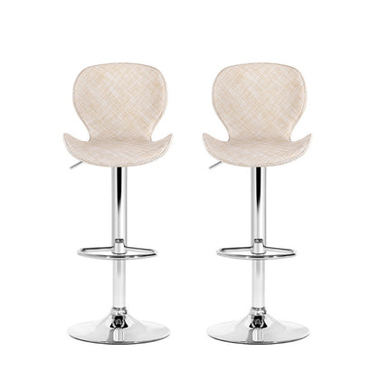 Artiss 2x Bar Stools Kitchen Swivel Gas Lift Counter Chair Wing PE Rattan Beige 3