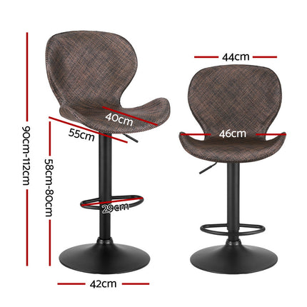 Artiss 2x Bar Stools Kitchen Swivel Gas Lift Counter Chair Wing PE Rattan Brown 2