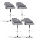 Artiss 4x Bar Stools Kitchen Swivel Gas Lift Counter Chair Shell Leather Grey