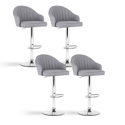 Artiss 4x Bar Stools Kitchen Swivel Gas Lift Counter Chair Shell Leather Grey