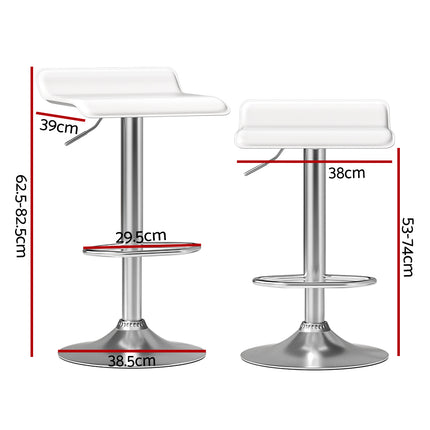Artiss 2x Bar Stools Faux Leather Chair White 2