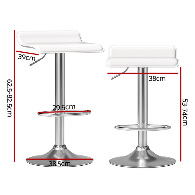 Artiss 2x Bar Stools Faux Leather Chair White 2
