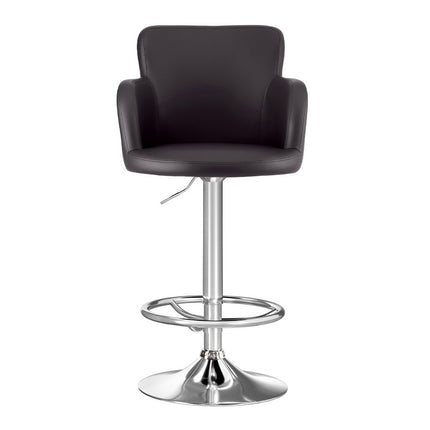 Artiss 1x Leather Bar Stools Swivel Adjustable Gas Lift PU Counter Chairs Brown 3