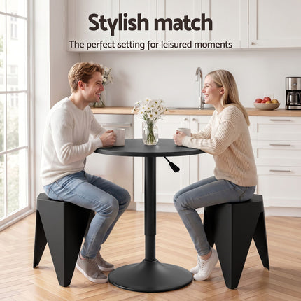 Artiss Bar Stools and Table Set 3PCS Dining Desk Kitchen Chairs Cafe Pub Black 4