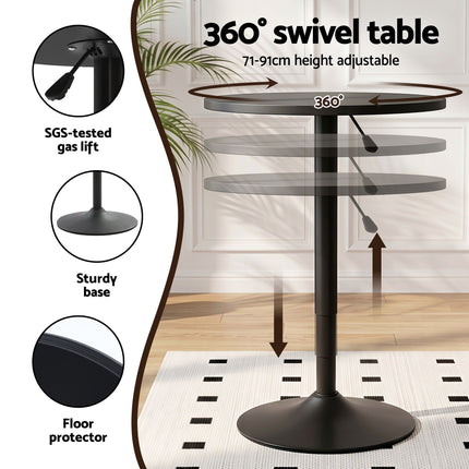 Artiss Bar Stools and Table Set 3PCS Dining Desk Kitchen Chairs Cafe Pub Black 5