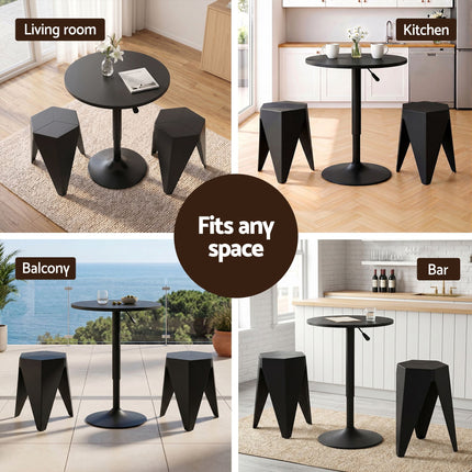 Artiss Bar Stools and Table Set 3PCS Dining Desk Kitchen Chairs Cafe Pub Black 7